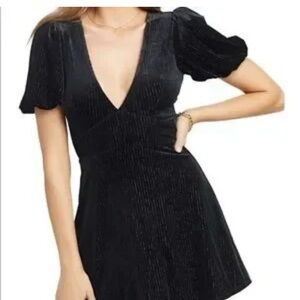 L-Space Ruby Ribbed Velvet Mini Dress Black Size M NWT